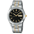 Seiko Men's Two-Tone Watch w/ Round Black Dial